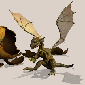 <b>Dragon</b> ist ein Drachenkind. Nun ist der richtige Moment, dem Kleinen Fliegen, Feuerspucken usw. beizubringen.